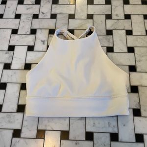 Lululemon 🍋 Energy High-Neck Longline Ribbed Bra White Opal